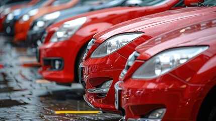 Obraz premium Urban Street Scene with Red Sports Car