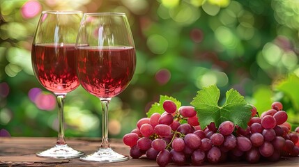 Elegant Wine Glasses and Grapes Setting