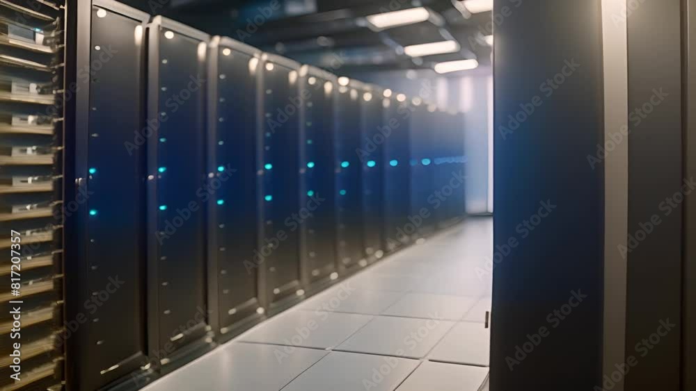 Poster row of servers in data center generative ai