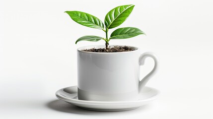 Serene Coffee Cup Scene with Nature's Touch