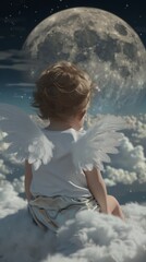 baby angel sitting on a cloud.