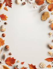 Autumn Leaves Letter Frame- Letter frame, Decorative border - Vertical composition, Copy space - Printable stationery - Border design, Central blank area 