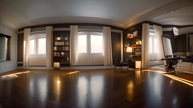 Full 360 Degree View of a Contemporary Living Room Generative AI
