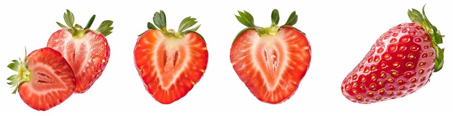 strawberries isolated on white background set
