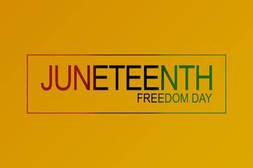 Juneteenth Banner Vector. Waving Pan-African Flag on Orange Background. Juneteenth Freedom Day Text.