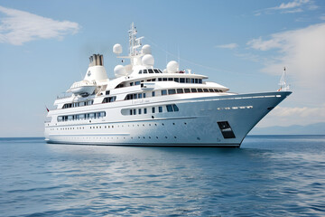 A luxurious cruise ship sailing in the beautiful ocean, perfect for a leisurely vacation or summer getaway.