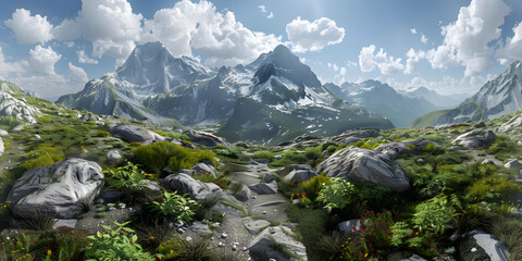 Mountain valley HD 8K wallpaper background Stock Photographic Image