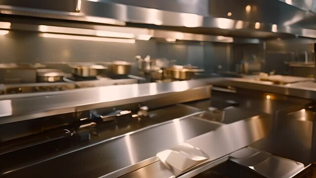 Efficient Commercial Kitchen With Stainless Steel Appliances Generative AI