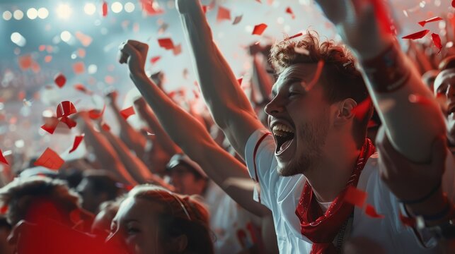 football fans celebrating at public viewing