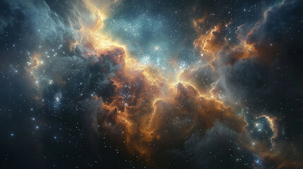 Fototapeta premium Stunning Cosmic Photo of a Nebula's Reflection Capturing the Ethereal Beauty of Space's Mystical Light and Color