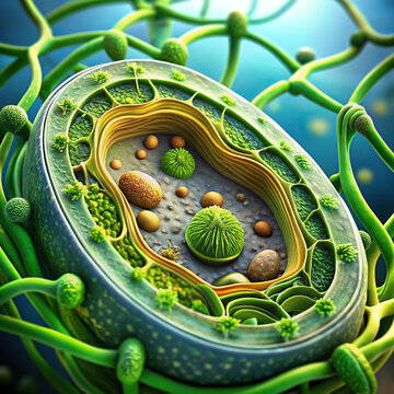 Detailed shot of a plant cell, emphasizing its cell wall and vacuole