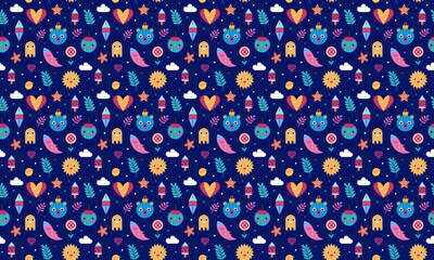 Illustrative Design Seamless Pattern Wallpaper Background