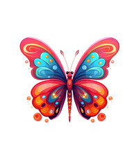 Colorful Butterfly in flight isolated on a transparent background.