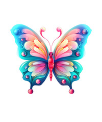 Colorful Butterfly in flight isolated on a transparent background.
