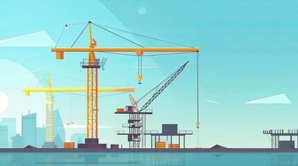 Flat-style illustration of a yellow construction crane tower.