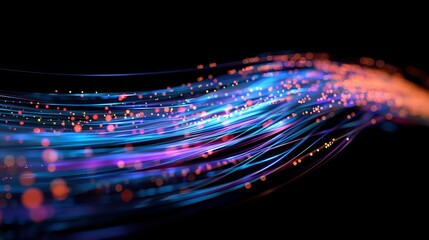 Illustration depicting optical fibers of a fiber optic cable, symbolizing internet technology.