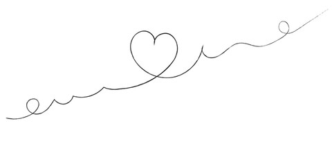 Heart drawn with a line by hand. Heart banner. Illustration for Valentine's Day or Mother's Day.