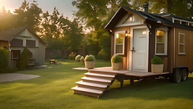 Tiny House on Wheels in Backyard Generative AI