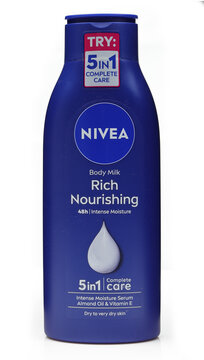 Nivea boody milk 5in1 bottle isolated on white background