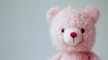 An adorable pink bear doll stands out against a crisp white backdrop perfect for adding a touch of charm to any decorative display