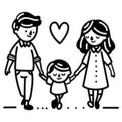 Family Tree and Portrait for Mother, Father, Son, and Daughter