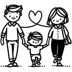 Family Tree and Portrait for Mother, Father, Son, and Daughter