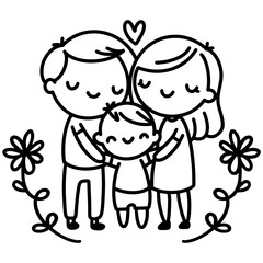 Family Tree and Portrait for Mother, Father, Son, and Daughter