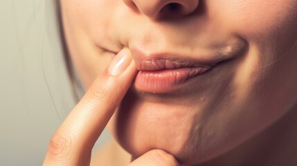 Thoughtful woman biting lips