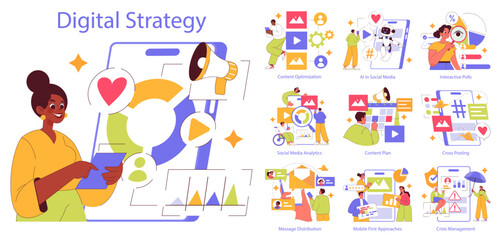 Digital Strategy. Flat Vector Illustration