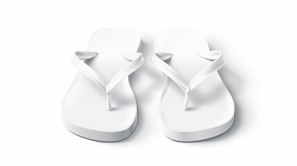 Realistic 3D vector illustration of white blank flip flop set, suitable for advertisement, logo print, and mockup purposes.