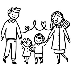 Family Tree and Portrait for Mother, Father, Son, and Daughter