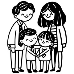 Family Tree and Portrait for Mother, Father, Son, and Daughter