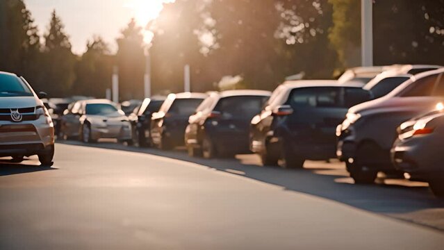 Group of Cars Parked in a Parking Lot Generative AI