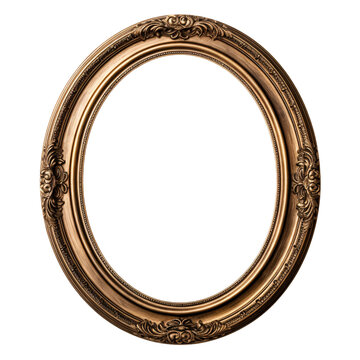 vintage oval picture frame covered in gold paint