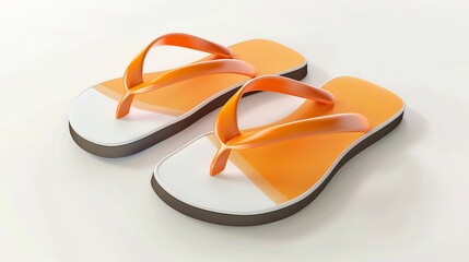 Realistic vector illustration of beach flip flops isolated on a white background, representing the concept of summer vacation, holiday, and travel.