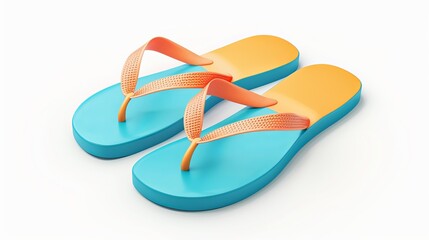 Realistic vector illustration of beach flip flops isolated on a white background, representing the concept of summer vacation, holiday, and travel.