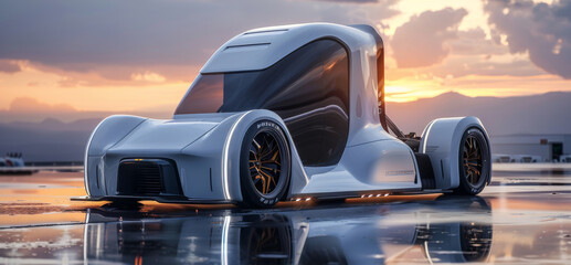 Long head truck, air-inlet grille, futuristic sci-fi, concept truck design, minimalism. from side...