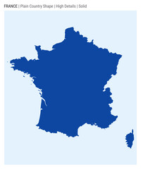 France plain country map. High details. Solid style. Shape of France. Vector illustration.