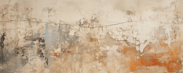 Vintage wall with rough cracked paint texture, blank space, generated ai