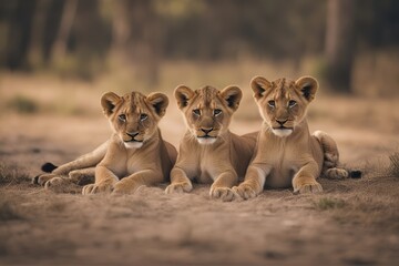 'waiting lion together cubs africa african felino mammal predator safari wild wildlife savanna togetherness family concept baby sunset yellow animal carnivore cat close closeup exotic hunt hunter' - Powered by Adobe