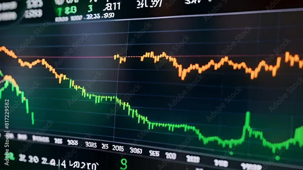 Poster close up of stock chart on computer screen generative ai