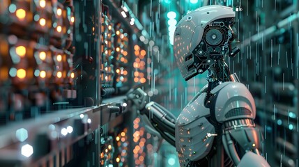 Close-up of a mixer, computer in action, with elements of technology, metal, machinery, and transportation