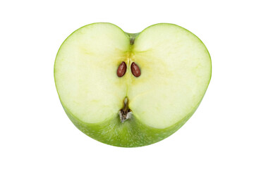 Half of a green apple on an isolated white background.