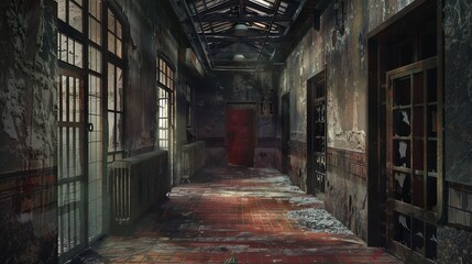 An old, decaying hallway