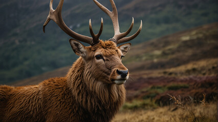 Obraz premium image of a deer on a mountain, macro