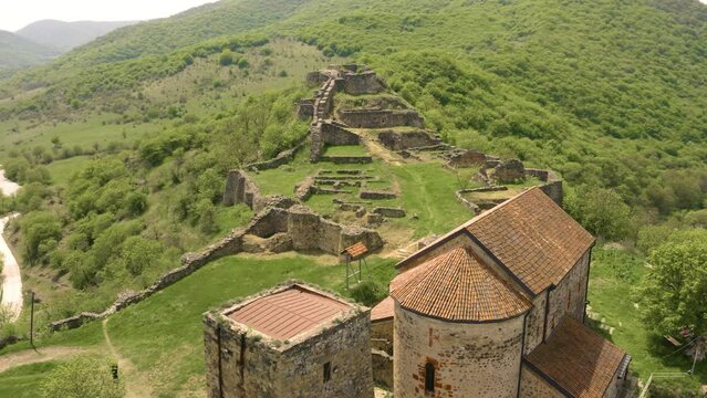 Aerial view of medieval town Dmanisi in Georgia