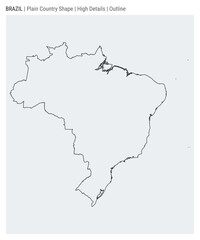 Brazil plain country map. High details. Outline style. Shape of Brazil. Vector illustration.