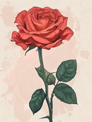 A single, long-stemmed red rose