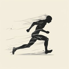 Obraz premium A black and white illustration of a runner in a minimalist style.
