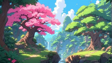 Illustration game art  forest like a fairy tale